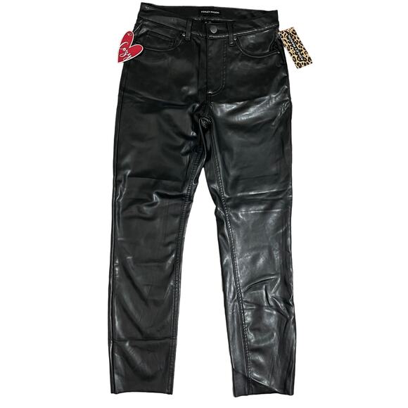 Ashley Mason Juniors Rachel Raw Hem Faux Leather Slim Straight Pants Size 26 - Picture 3 of 10
